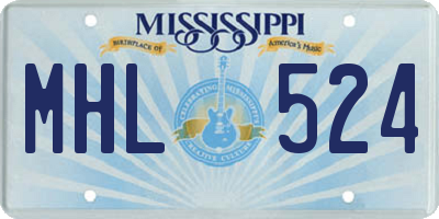MS license plate MHL524