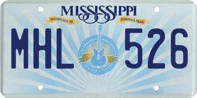 MS license plate MHL526
