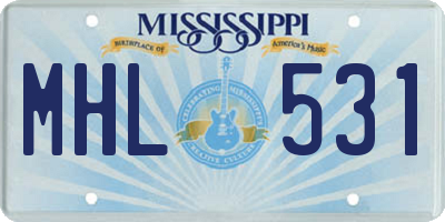 MS license plate MHL531