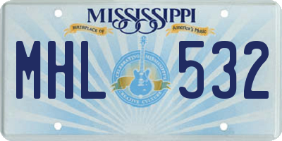 MS license plate MHL532