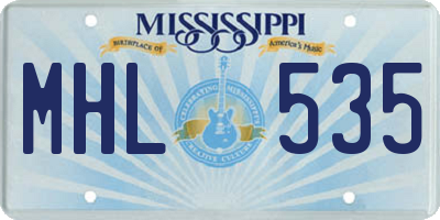 MS license plate MHL535