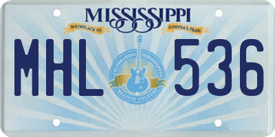 MS license plate MHL536