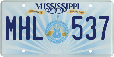 MS license plate MHL537