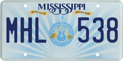 MS license plate MHL538