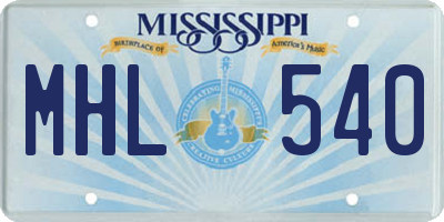 MS license plate MHL540