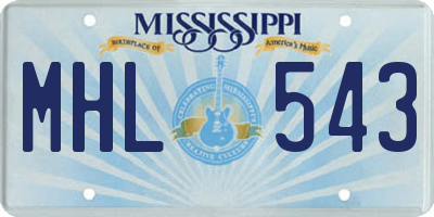 MS license plate MHL543