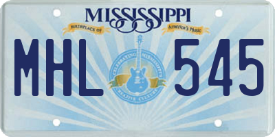MS license plate MHL545