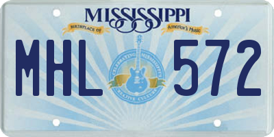 MS license plate MHL572