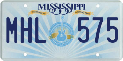 MS license plate MHL575