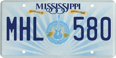 MS license plate MHL580