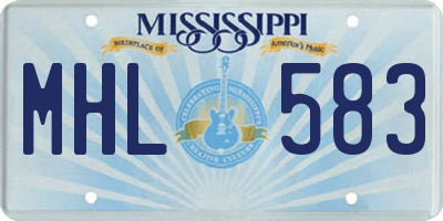 MS license plate MHL583