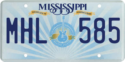 MS license plate MHL585