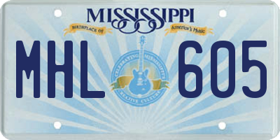 MS license plate MHL605
