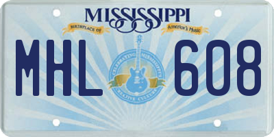 MS license plate MHL608