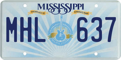 MS license plate MHL637