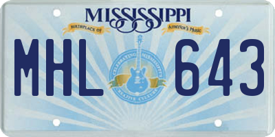 MS license plate MHL643