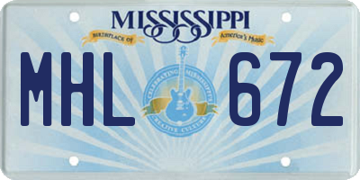 MS license plate MHL672