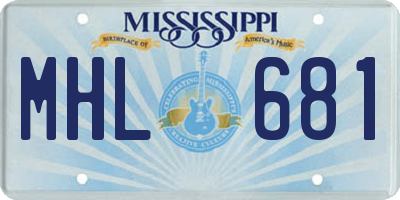 MS license plate MHL681