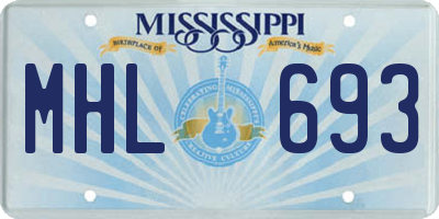 MS license plate MHL693