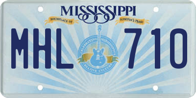 MS license plate MHL710