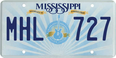 MS license plate MHL727
