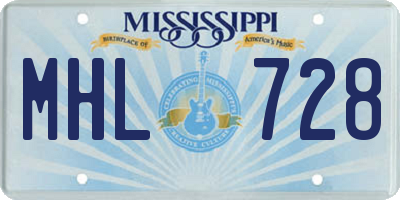 MS license plate MHL728