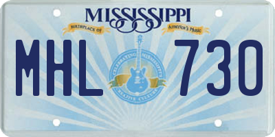 MS license plate MHL730