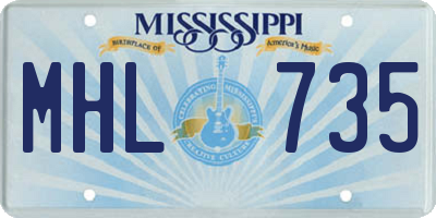 MS license plate MHL735