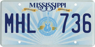 MS license plate MHL736