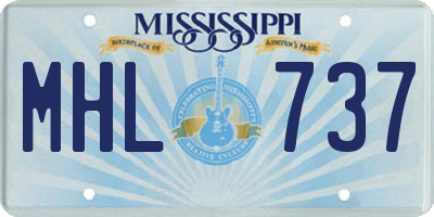 MS license plate MHL737