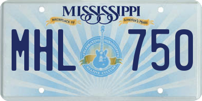 MS license plate MHL750