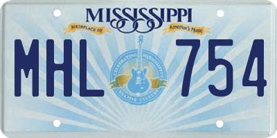 MS license plate MHL754