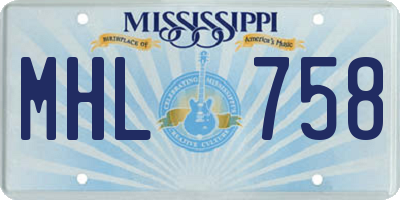 MS license plate MHL758