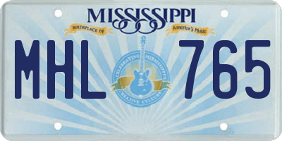 MS license plate MHL765