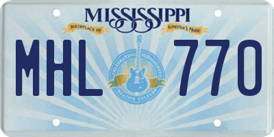 MS license plate MHL770