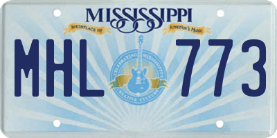 MS license plate MHL773