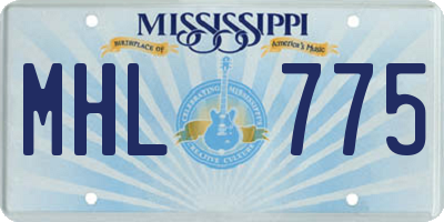 MS license plate MHL775