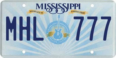 MS license plate MHL777