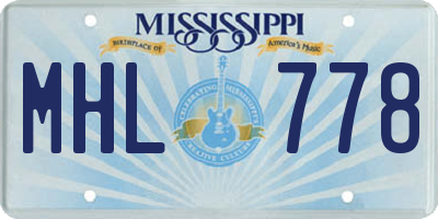 MS license plate MHL778