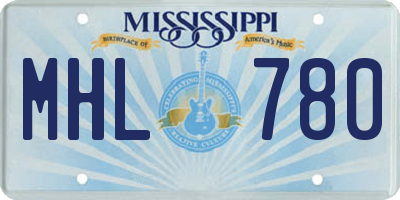 MS license plate MHL780