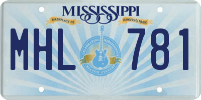 MS license plate MHL781