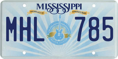 MS license plate MHL785