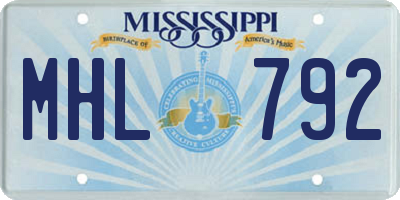MS license plate MHL792