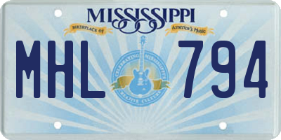MS license plate MHL794