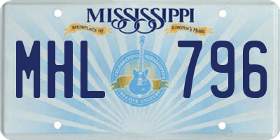 MS license plate MHL796