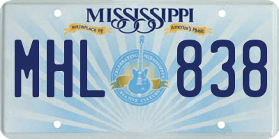 MS license plate MHL838