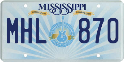 MS license plate MHL870