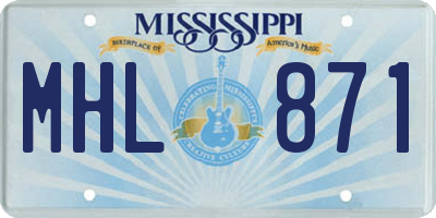 MS license plate MHL871
