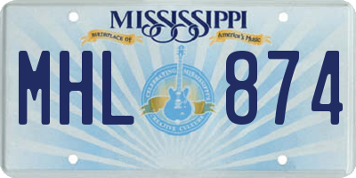 MS license plate MHL874