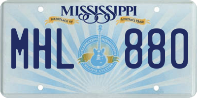 MS license plate MHL880